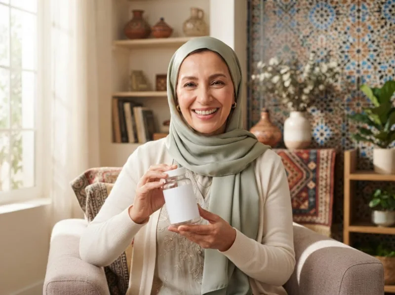 امرأة في بيتها مع فنجانها اليومي